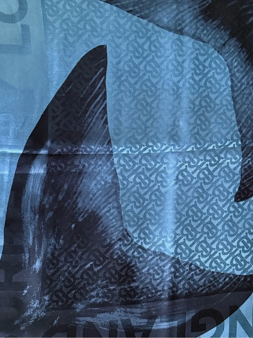 Burberry TB Monogram Mermaid Tail Scarf, Cerulean Blue, 55” x 55”
